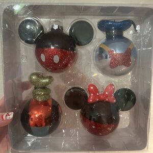 SOLD Disneyland Mickey Minnie Fab Four! Blown Glass Christmas Ornaments Set of 4